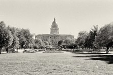 View of Colorado Capitol Building, shot from Civic Center Park. Shot with Ilford 125 35mm film, with Nikon F2.