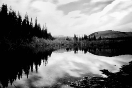 Pond along the way to Boreas Pass. Ilford ISO 125, roughly 20 second exposure.